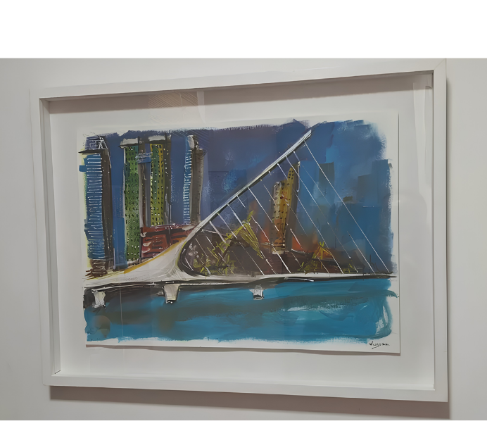 Obra original sobre papel Puente de la Mujer, de Guillermo Weiss